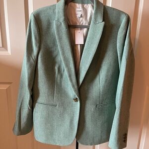 J. Crew Mint Green Herringbone Women's Blazer